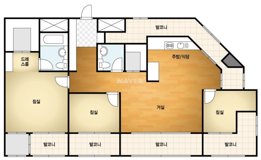 SK하이닉스 직원들이 기숙사로 입주한 대원 센트럴 칸타빌의 전용면적 84㎡ 조감도./네이버 부동산 캡쳐